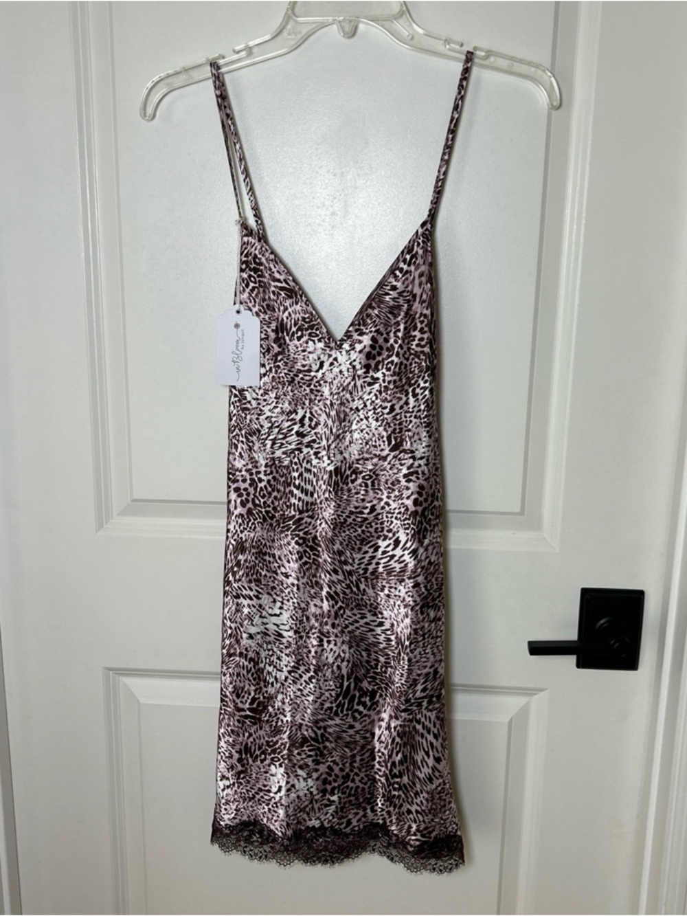 In Bloom by Jonquil Women's Sz M Purple Animal Print Cross Back Chemise NWT